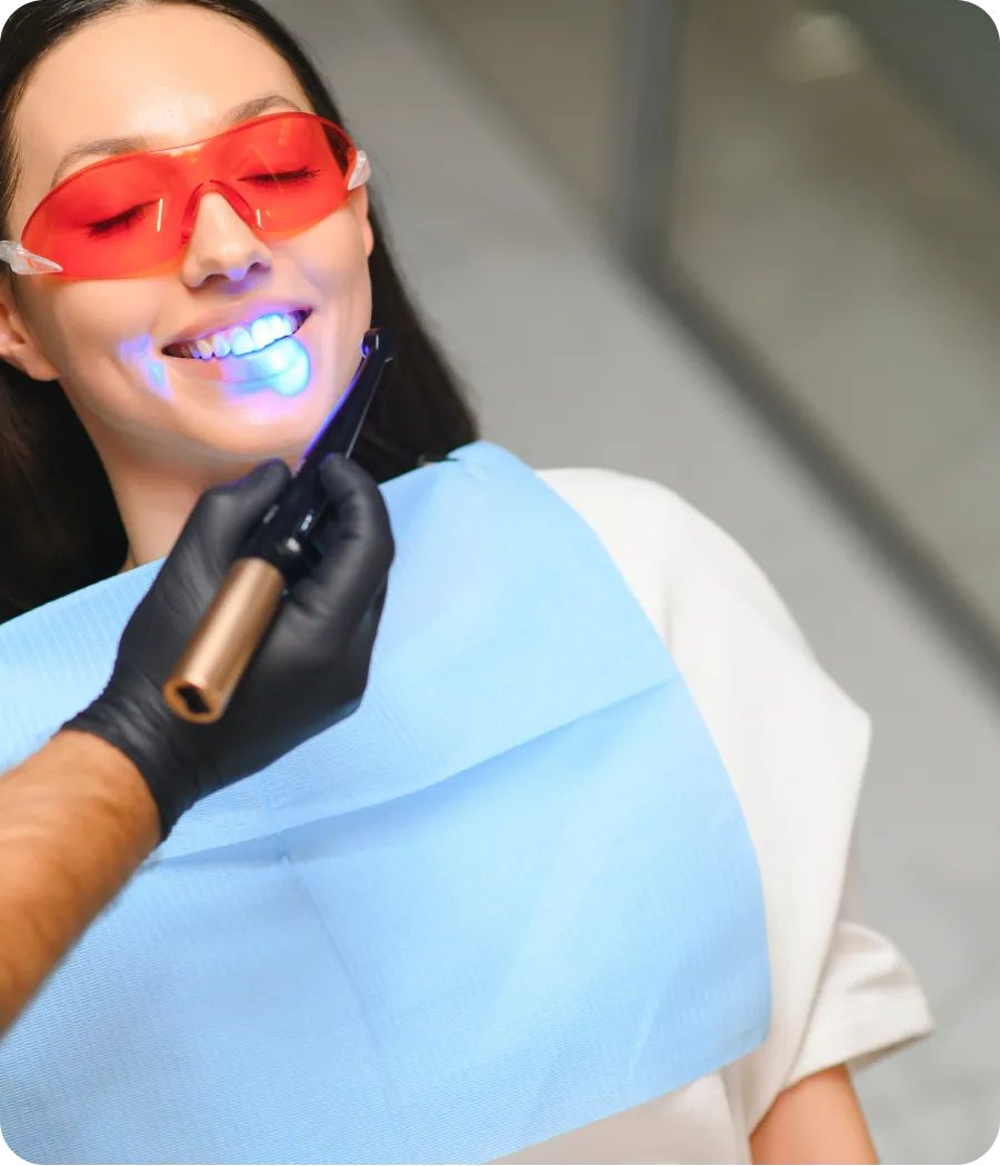 Whitening gel applied before laser activation