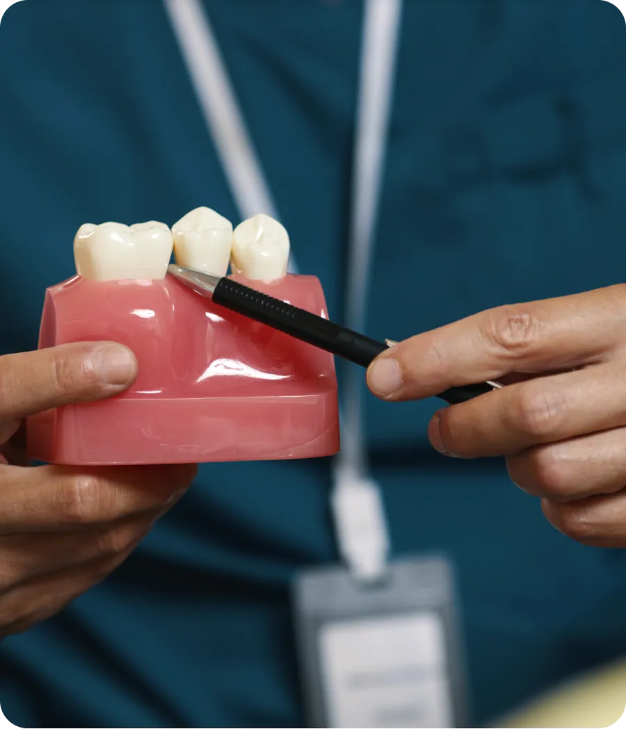Patient smiling after crown treatment