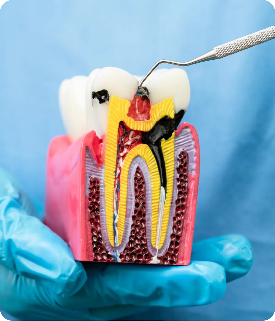 Patient with tooth pain at a consultation